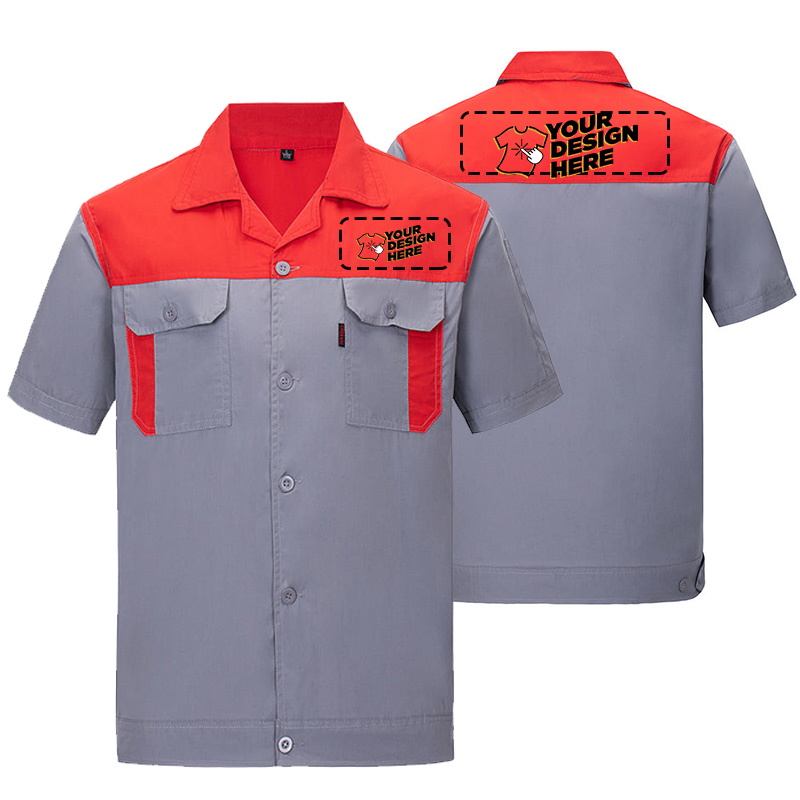 Woodworking Overalls - DIY LOGO spring and autumn short-sleeved