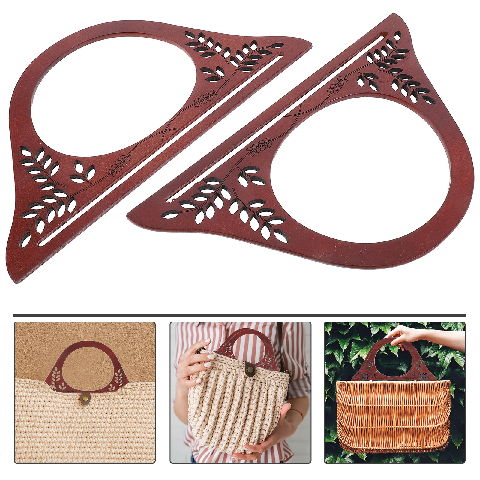 Woodworking Shop - 2Pcs D-Shaped Wooden Bag Handle Replacement