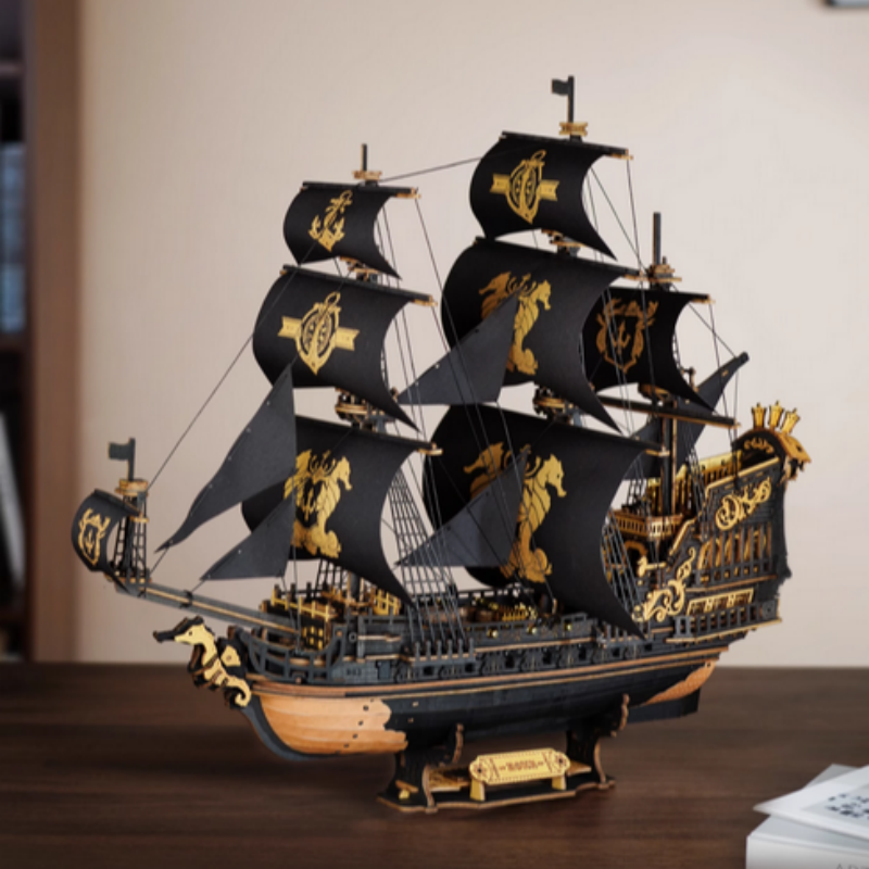 Woodworking Kits For Kids - Robotime 3D Puzzle Wooden Seahouse Barque