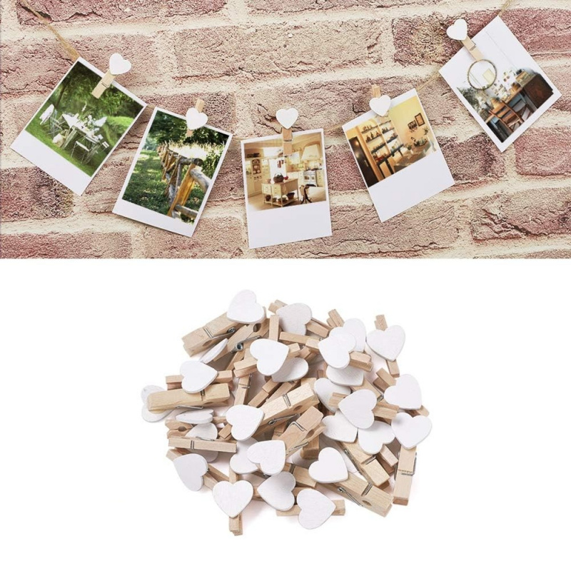 50pcs White Heart Clothespins  – Woodworking Z Clips recenzja i cena