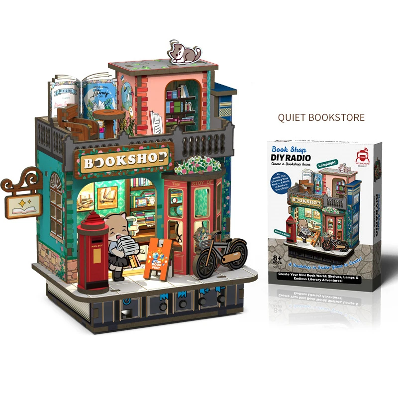New Cute Bookstore Music Box   – Woodworking Kits For Kids recenzja i cena